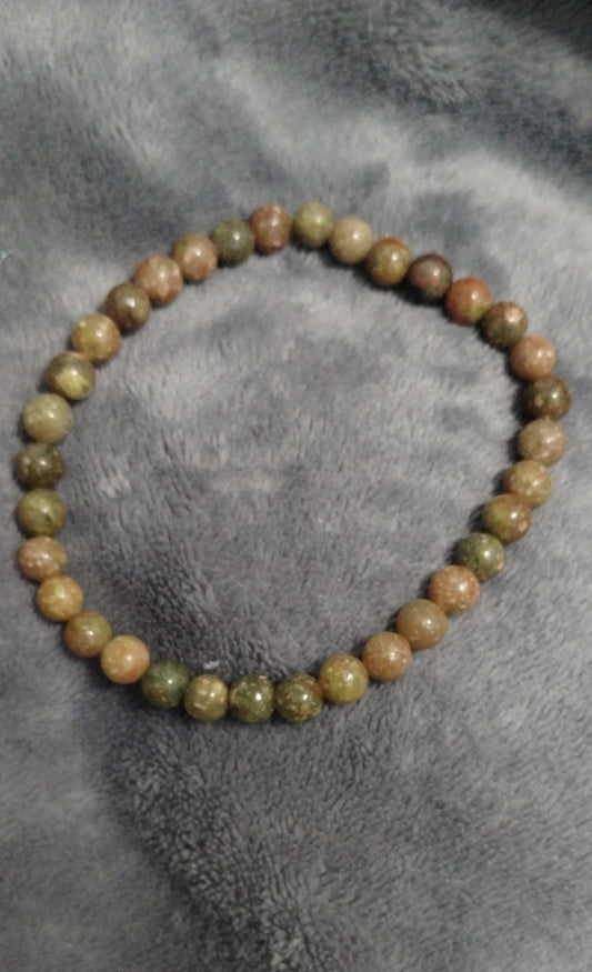 Chinese Unakite 7.5 inch Bracelet