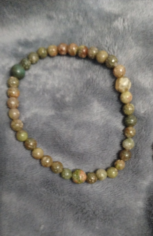 Chinese Unakite Stretch Bracelet 8 inch