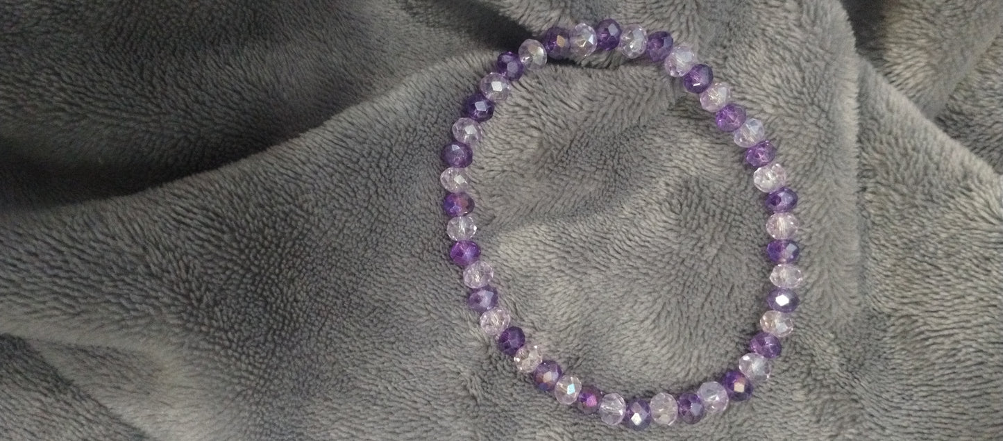 Purple crystal bracelet 7.5 inch