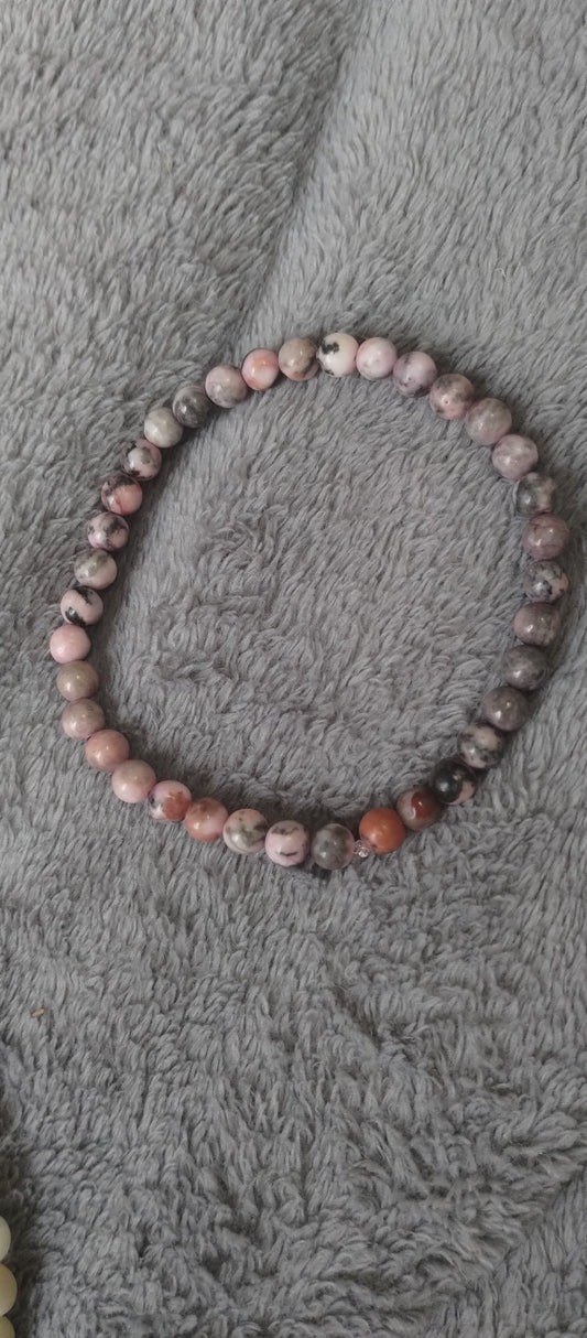 Pink zebra jasper stone bracelet