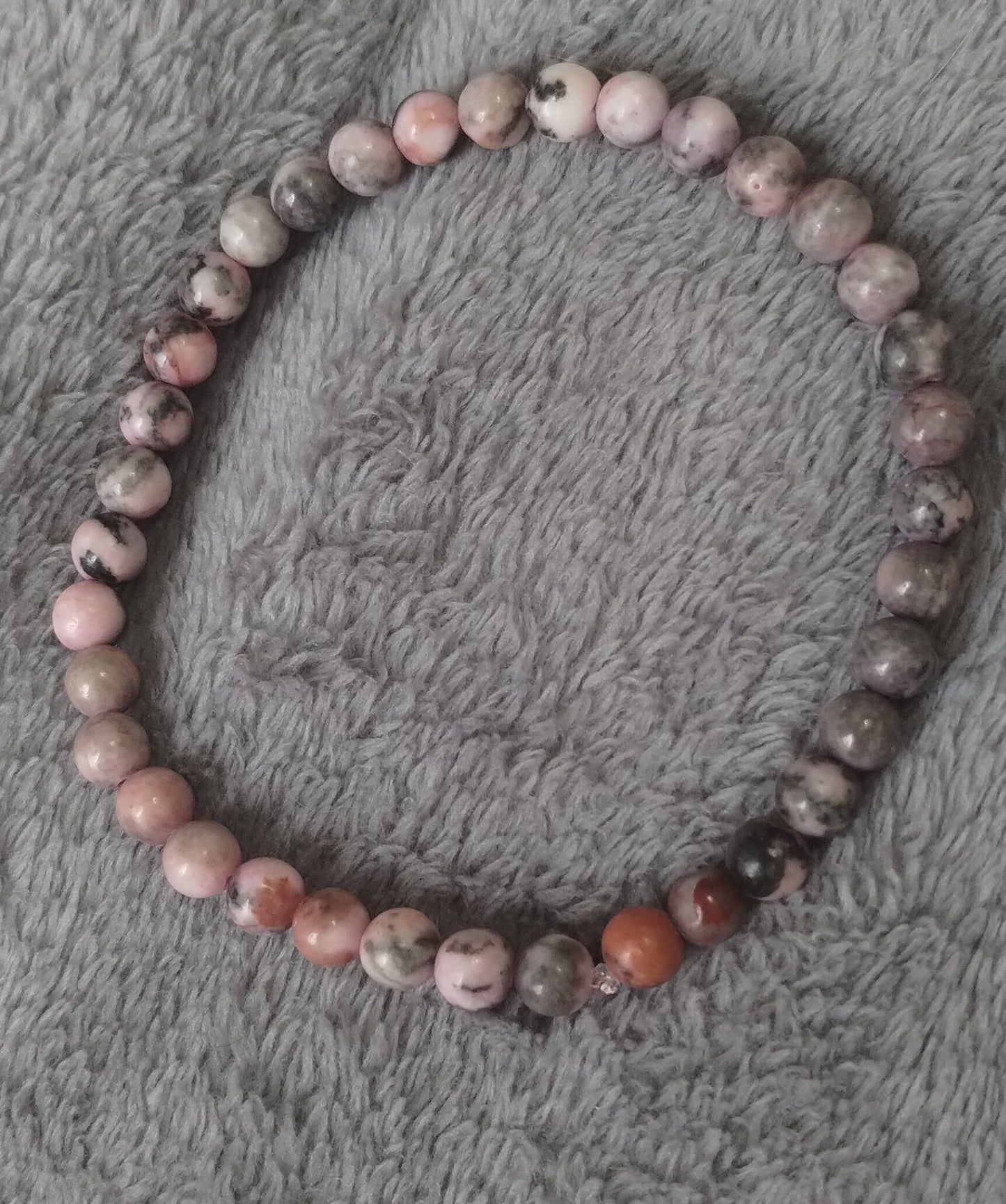 Pink zebra jasper stone bracelet