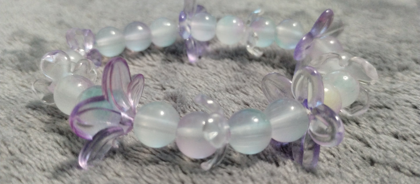 Childs purple floral bracelet 6 inch