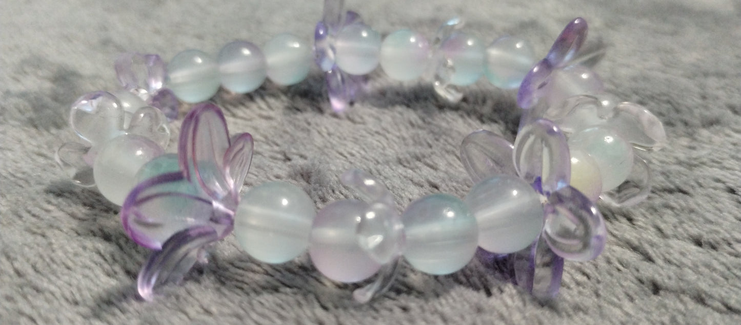 Childs purple floral bracelet 6 inch