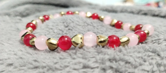 red/pink/heart bracelet