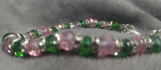 Stunning pink/green Crystal bracelets