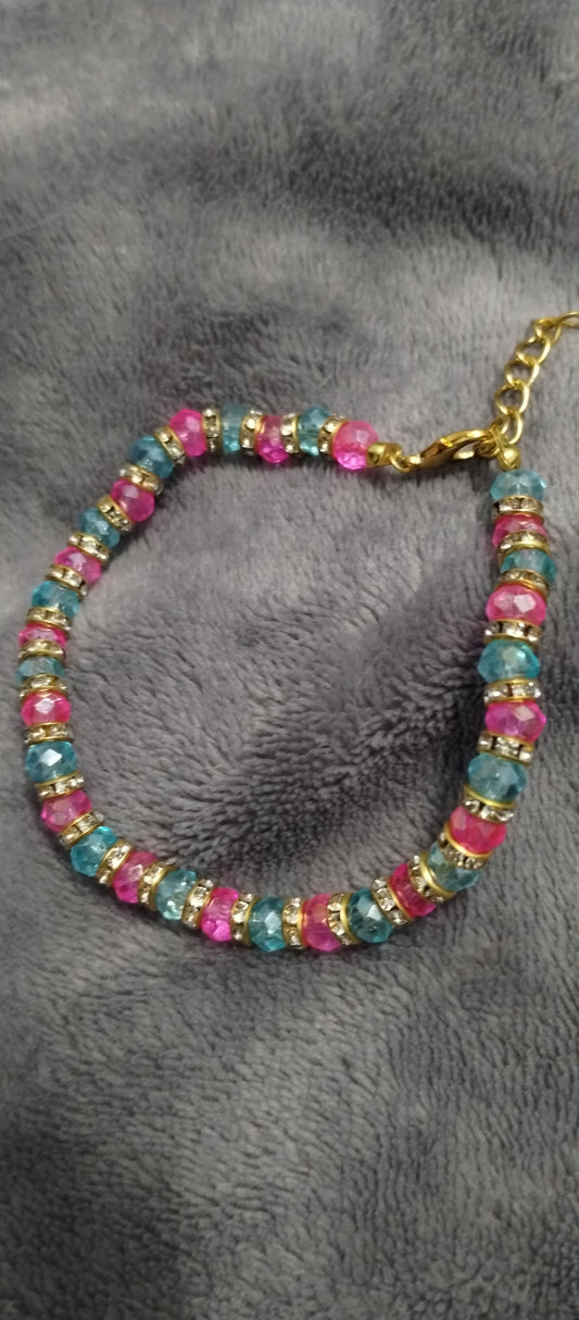 Stunning pink/blue Crystal bracelets