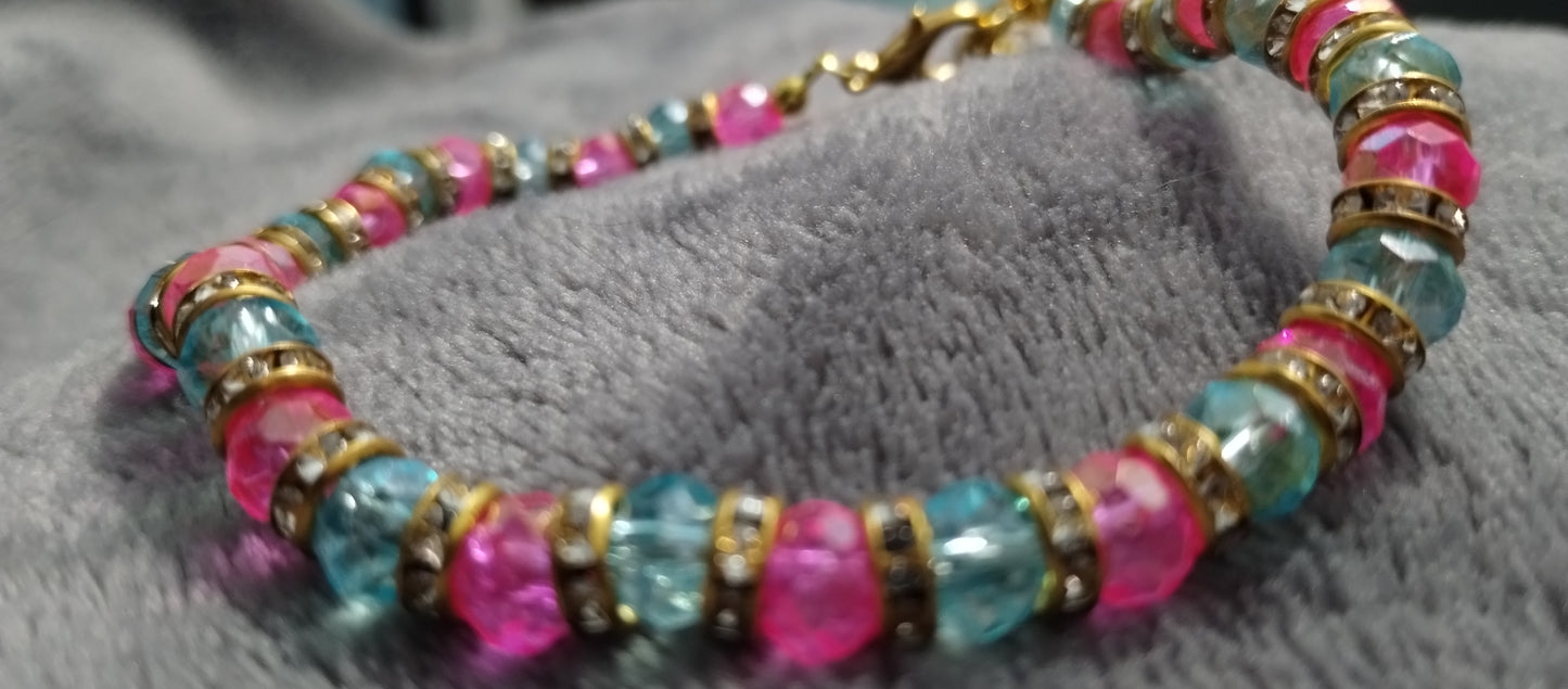 Stunning pink/blue Crystal bracelets