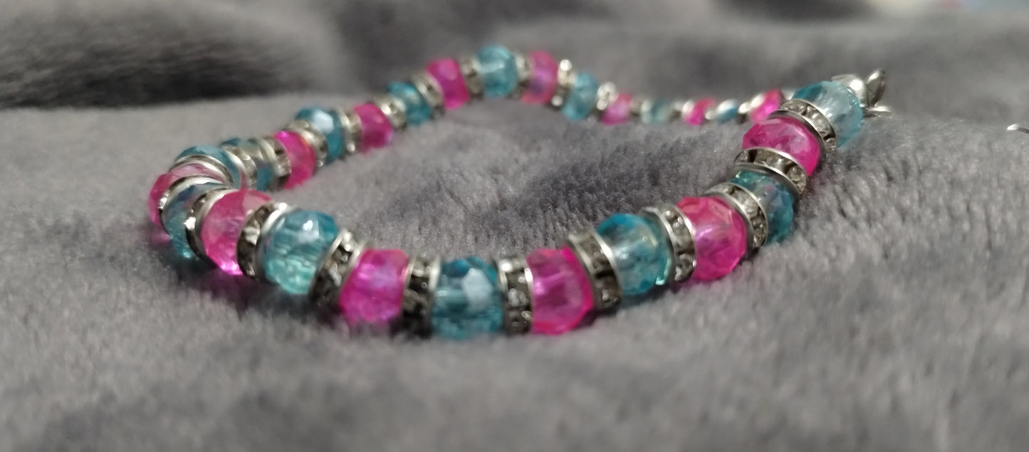 Stunning pink/blue Crystal bracelets