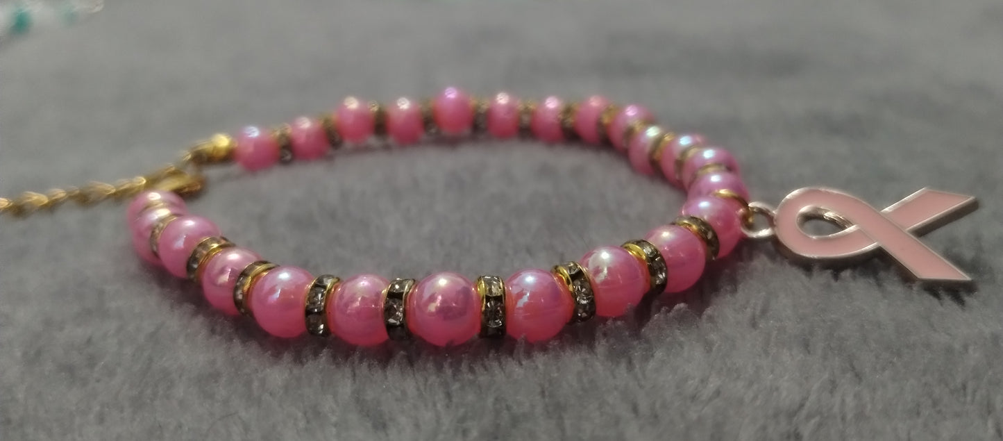 Breast Cancer awareness Pearl Bracelet