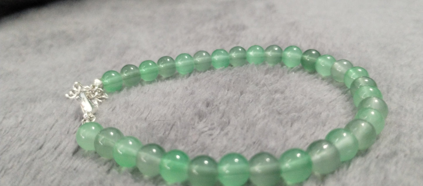 6 mm glass bead bracelets with claw clasps