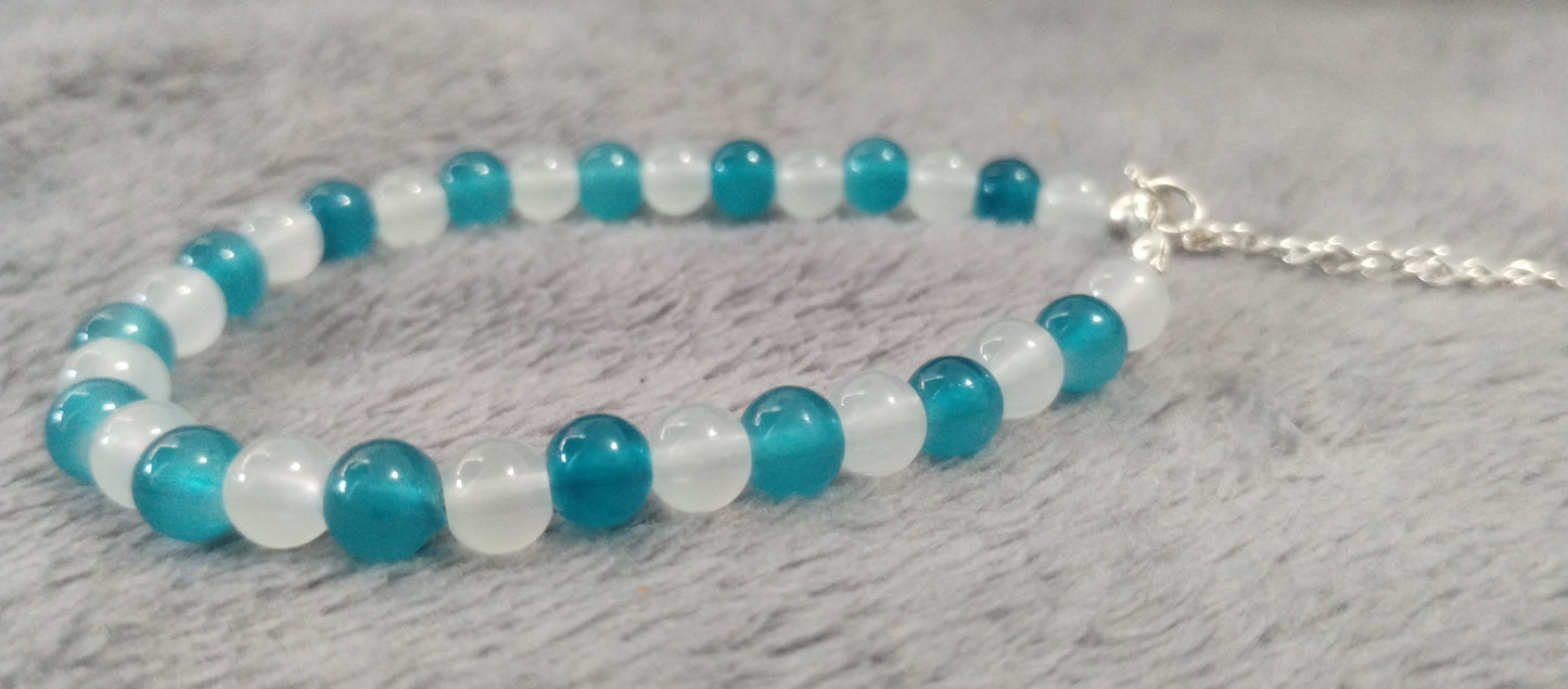 6 mm glass bead bracelets with claw clasps