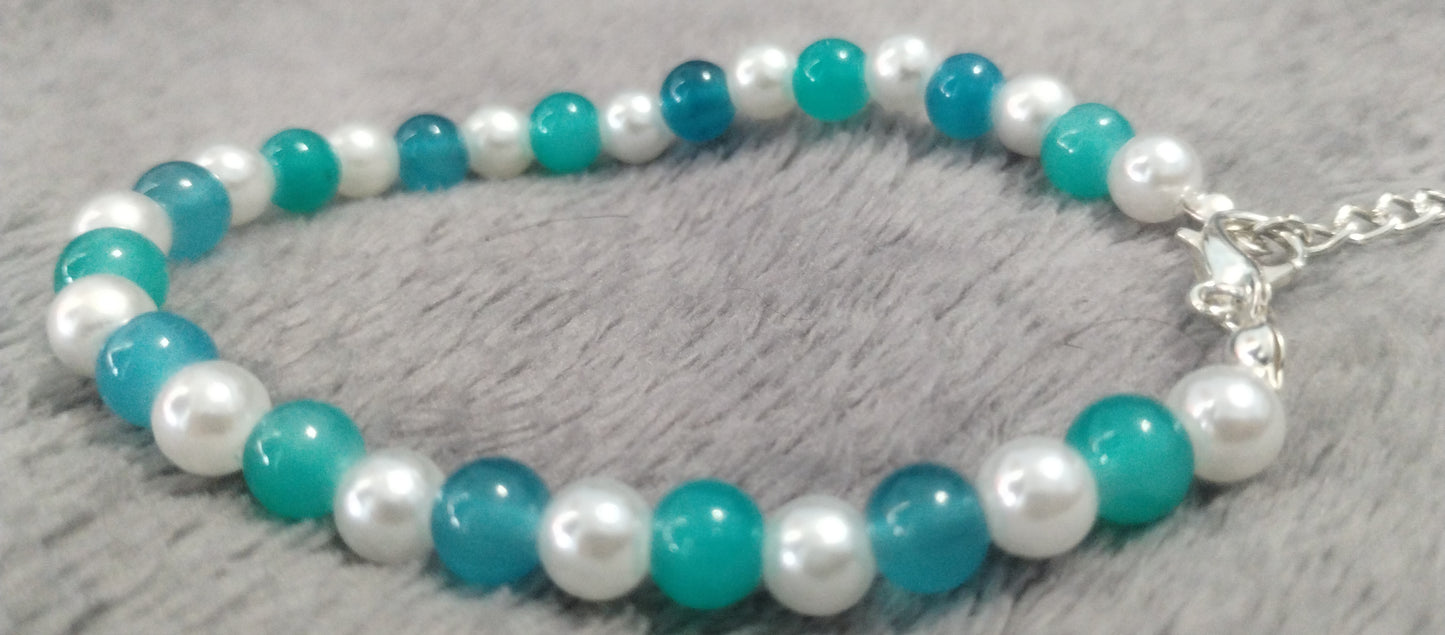 6 mm glass bead bracelets with claw clasps