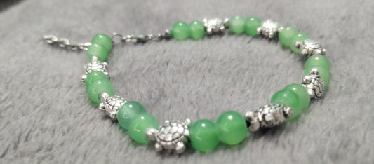 6mm green turtle bracelet