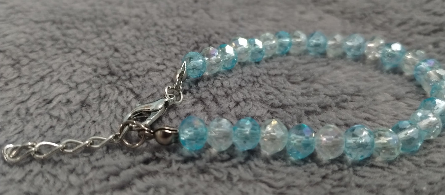 2 tone Blue crystal bracelet 6.5+ inch