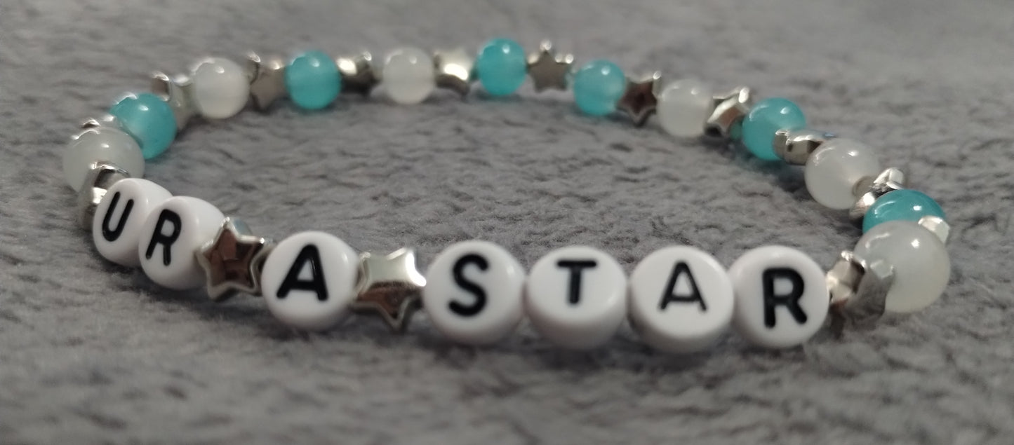 Bright Blue Word Bracelets