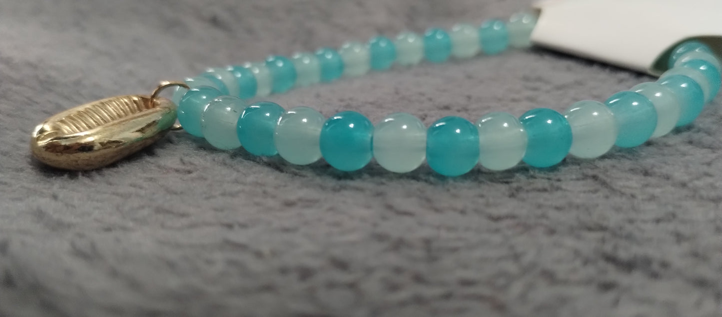 aqua shell glass bracelet