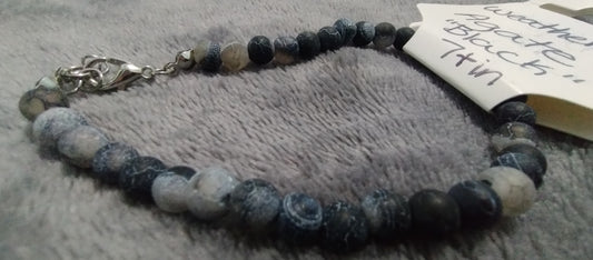 "Black" Weathered Agate w/clasp 7+ inch