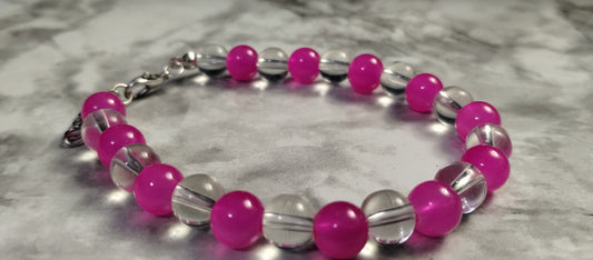 magenta/clear 8mm beaded bracelet by bella