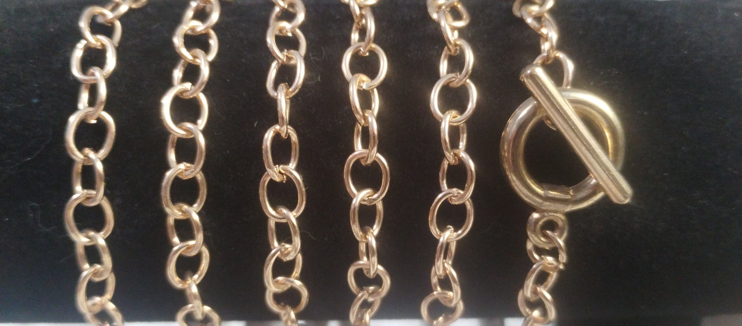 Oval cable chain charm bracelets