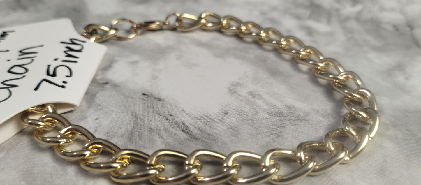 7mm  Gold Cuban link chain bracelets