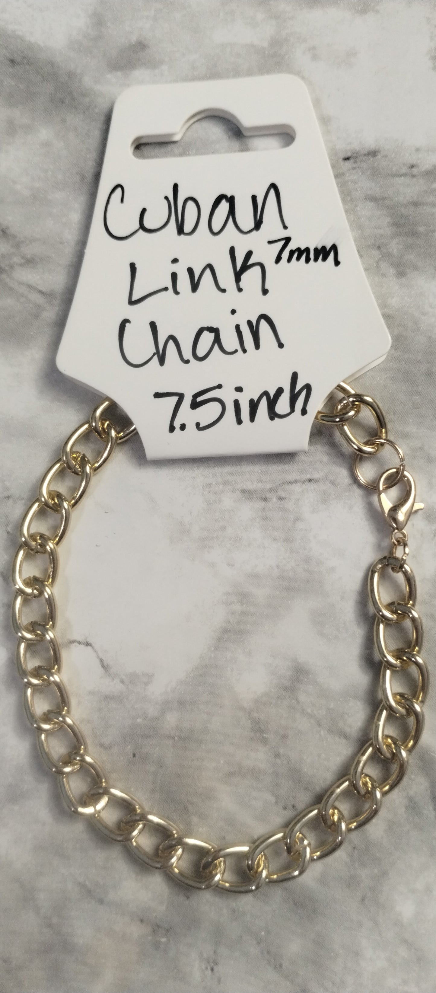 7mm  Gold Cuban link chain bracelets