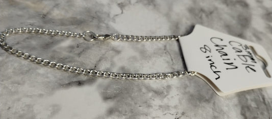 Silver cable chain bracelets- multiple styles