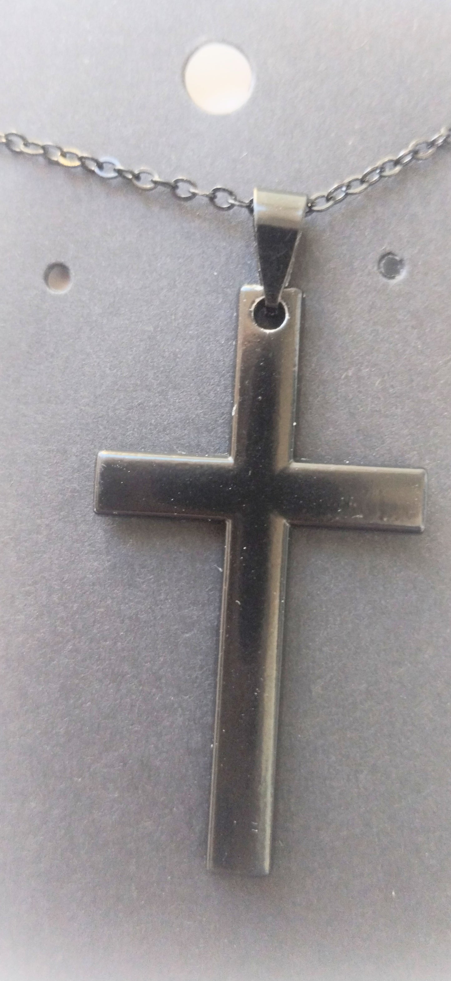 Men's simple black cross pendant necklace