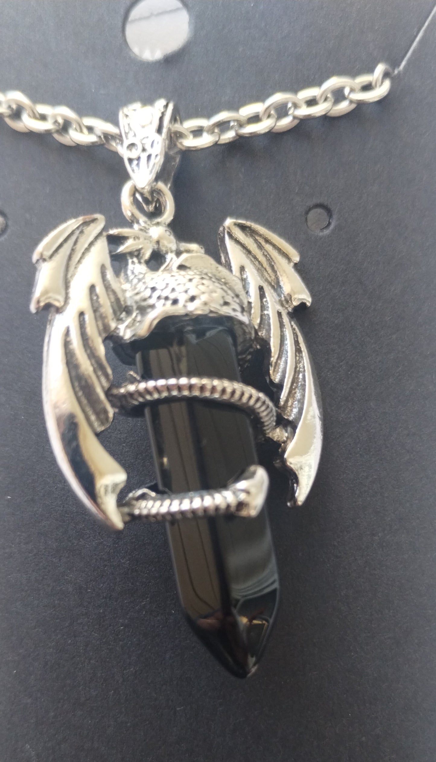 Dragon Necklace w/ Obsidian crystal