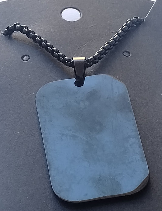 Black "blank" dog tag style necklace