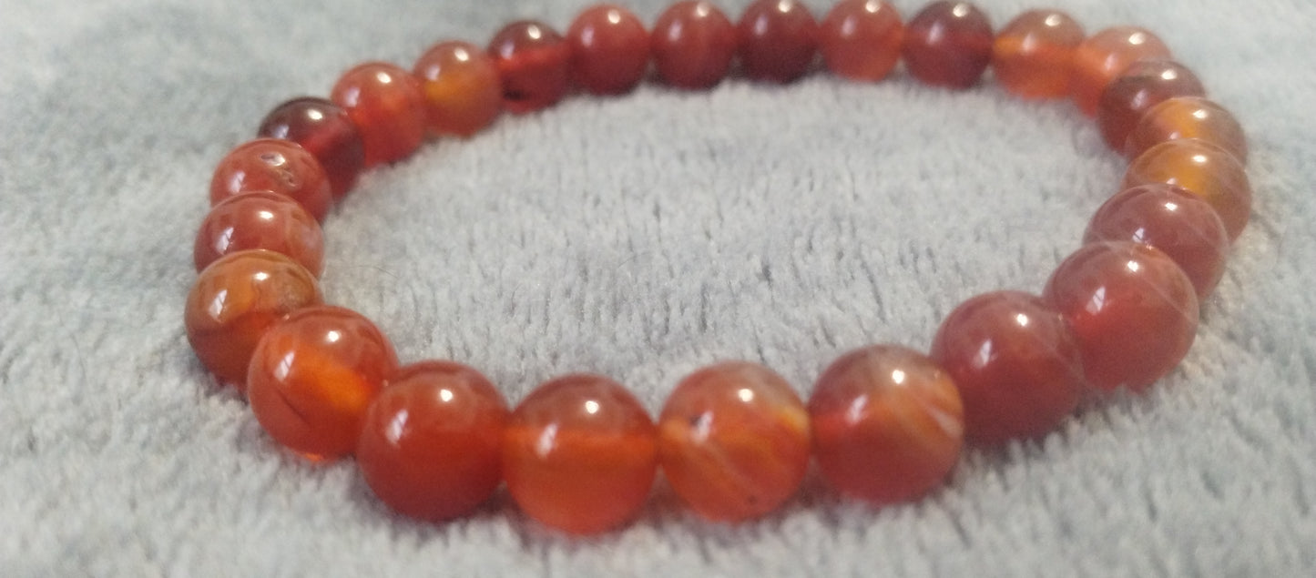 Carnelian stone stretch bracelet 7 inch