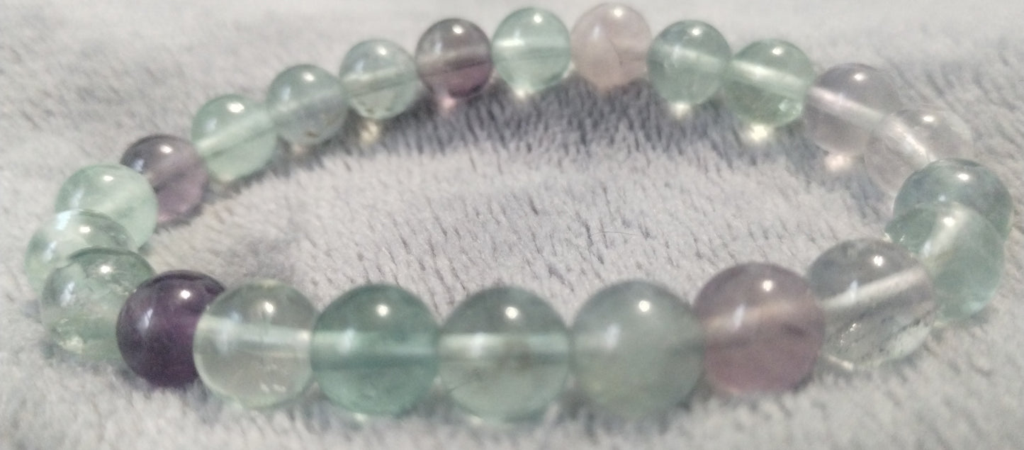 Fluorite stone stretch bracelet 7 inch