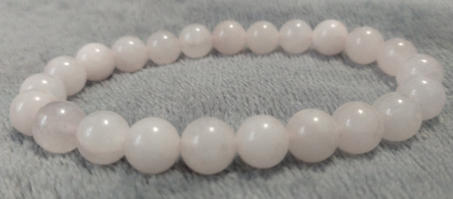 Rose quartz stone stretch bracelets 6mm/8mm varieties