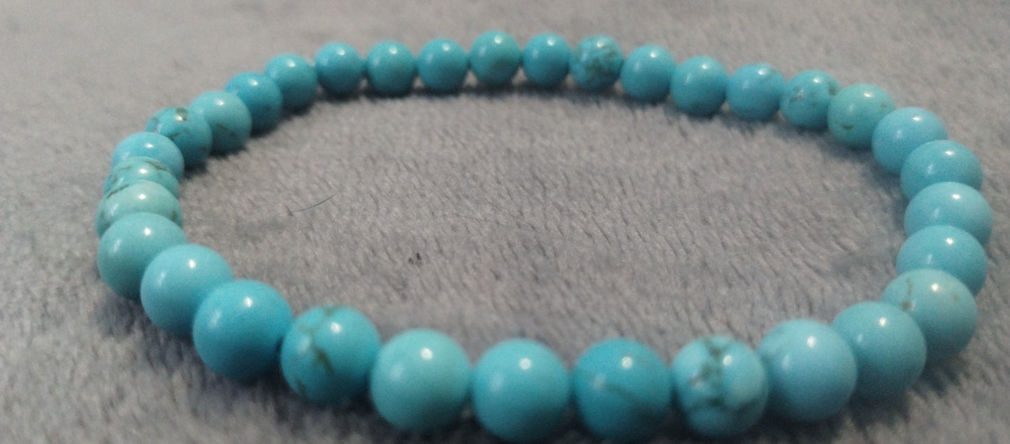 6 mm Turquoise beaded bracelet