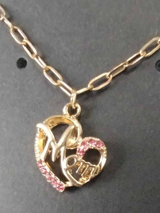 Pink and gold mom necklaces