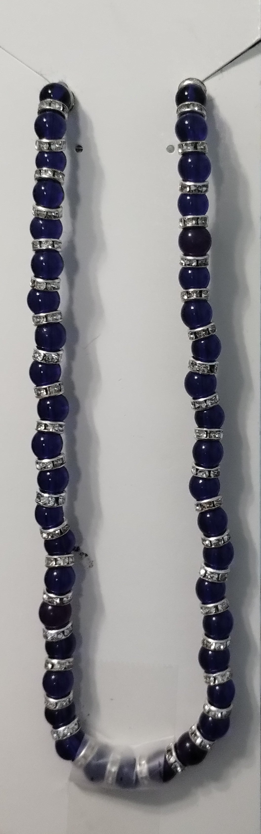 Blue beaded necklace with sparkles