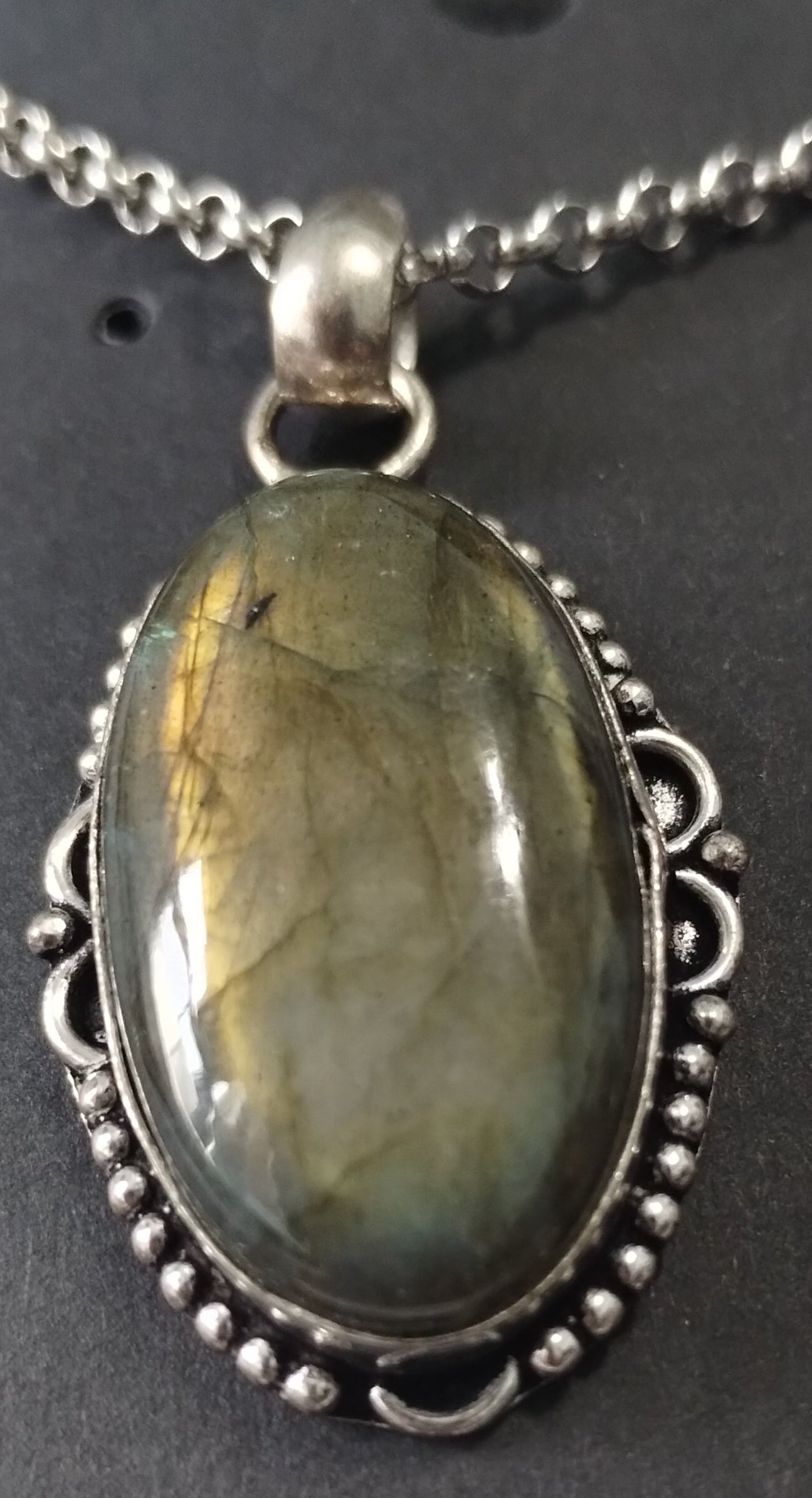 Labradorite Pendant Necklace (Large 1.75 inch Pendant)