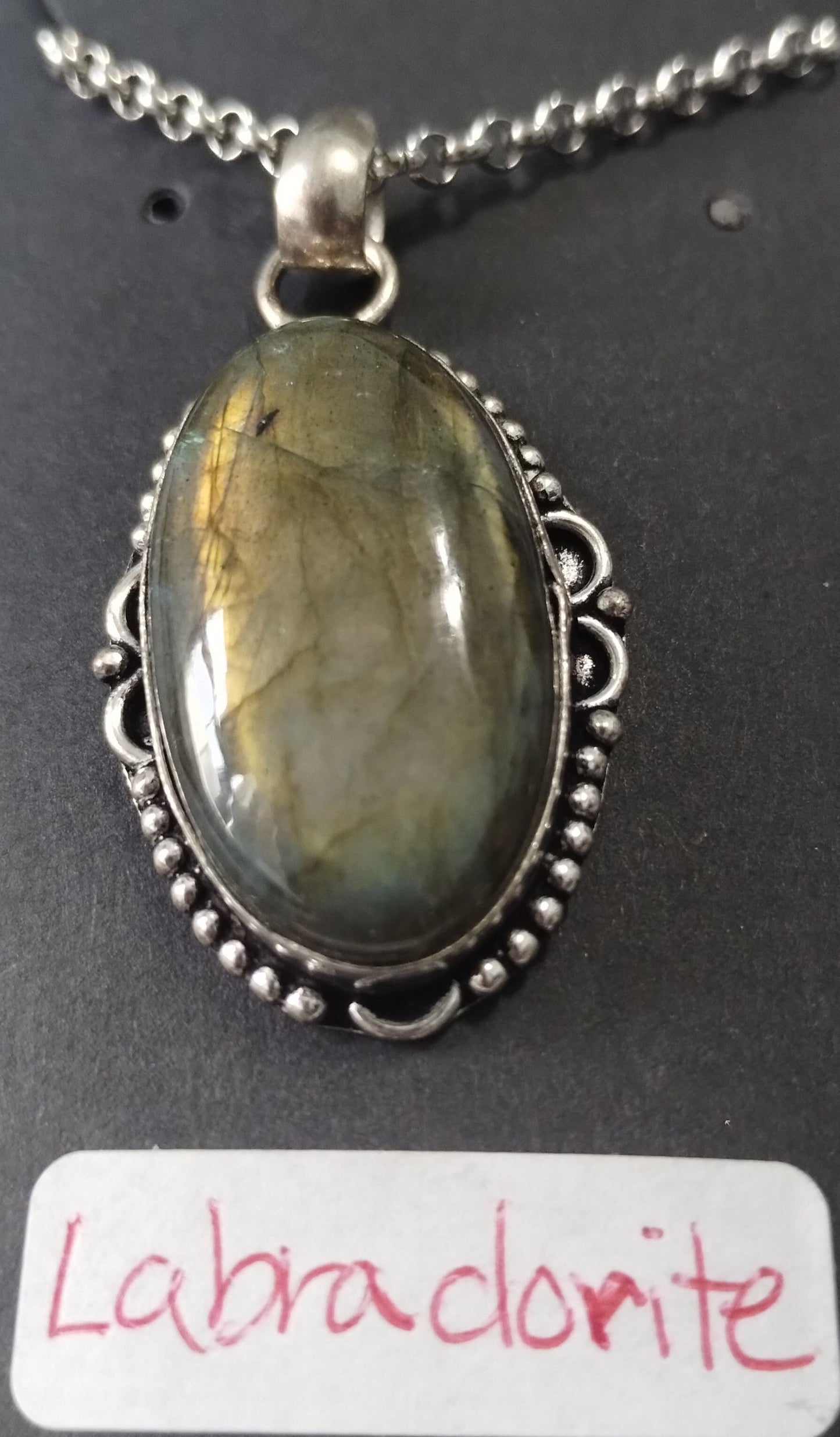 Labradorite Pendant Necklace (Large 1.75 inch Pendant)