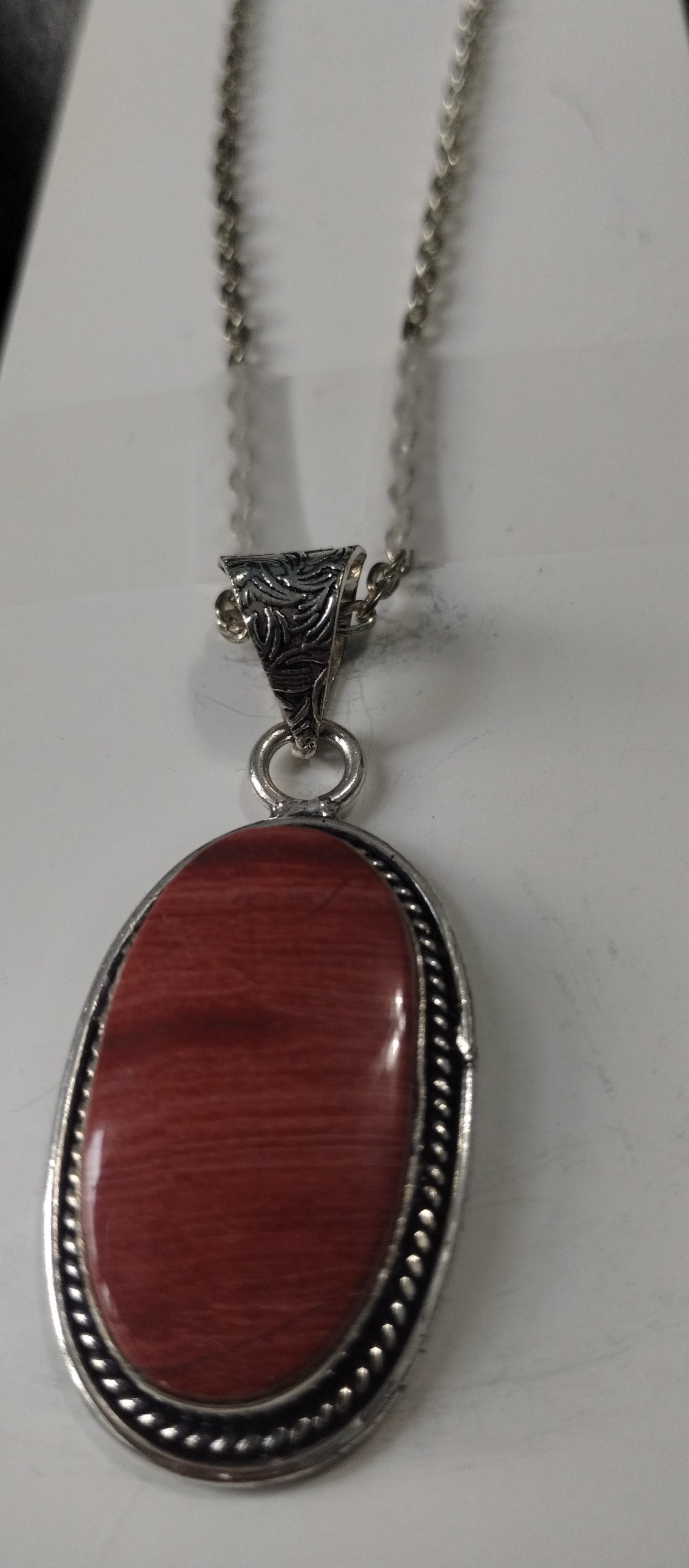 Red Snakeskin Jasper Pendant Necklace( Large 2 inch)