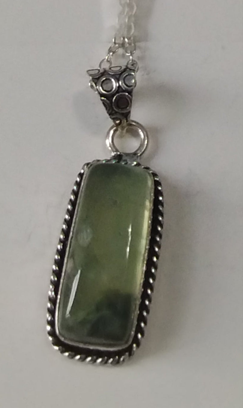 Prehnite Pendant Necklace (large 1.5 inch)