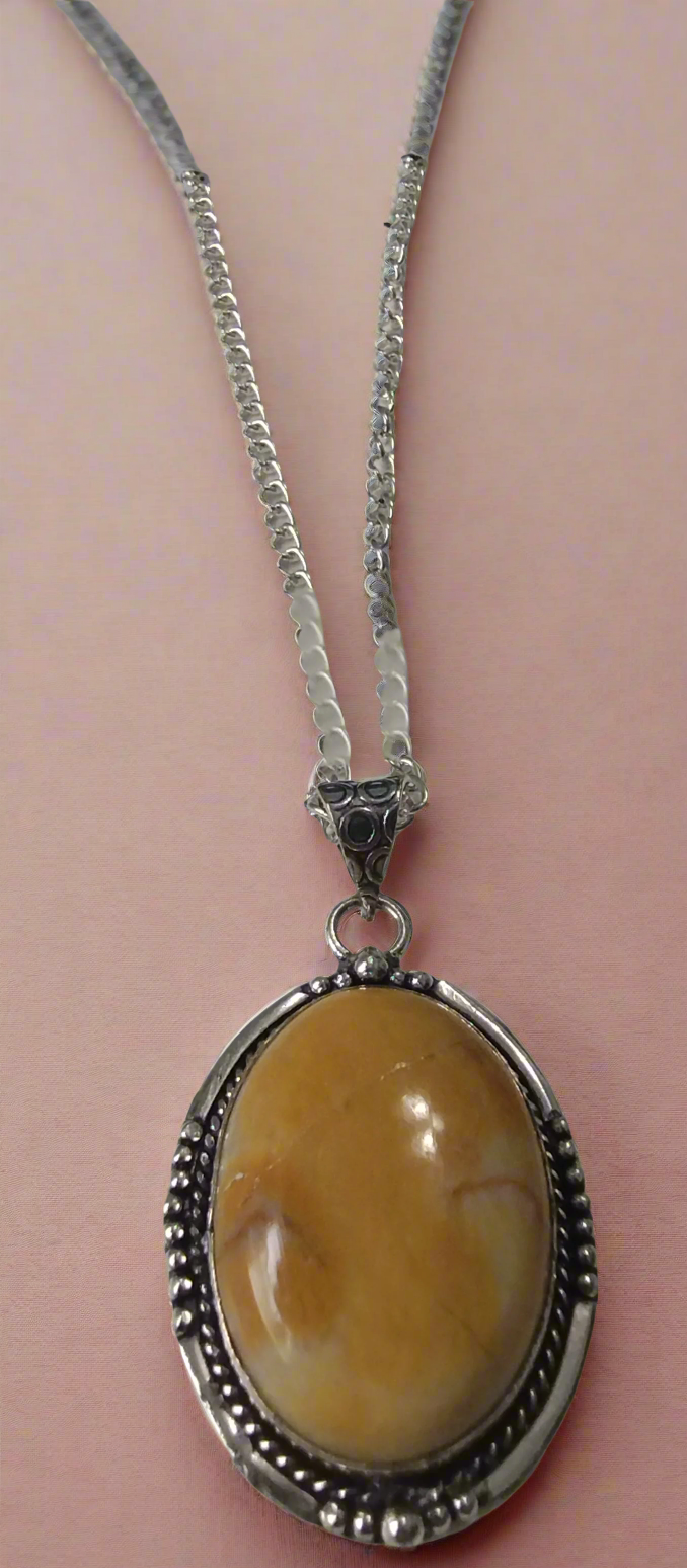 Large (1.75 inch) Mookite Jasper pendant necklace