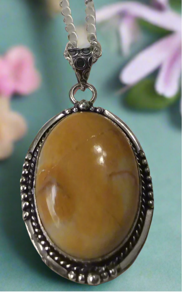 Large (1.75 inch) Mookite Jasper pendant necklace