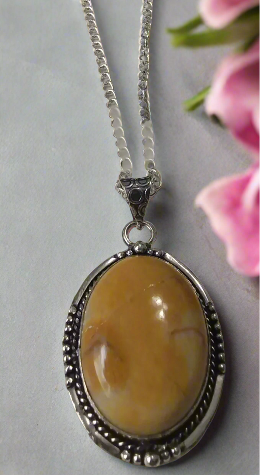 Large (1.75 inch) Mookite Jasper pendant necklace