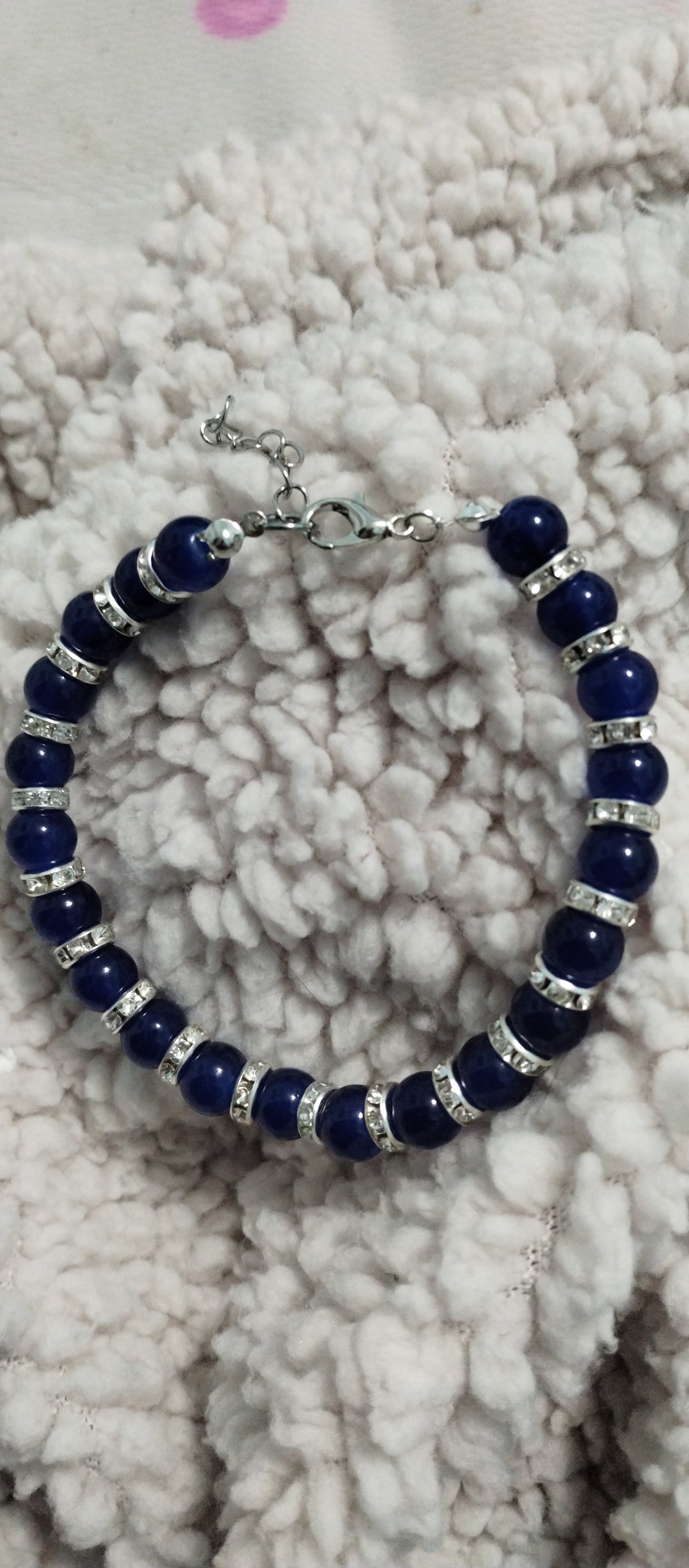 Blue  Glass and sparkles Stretch bracelets 8mm