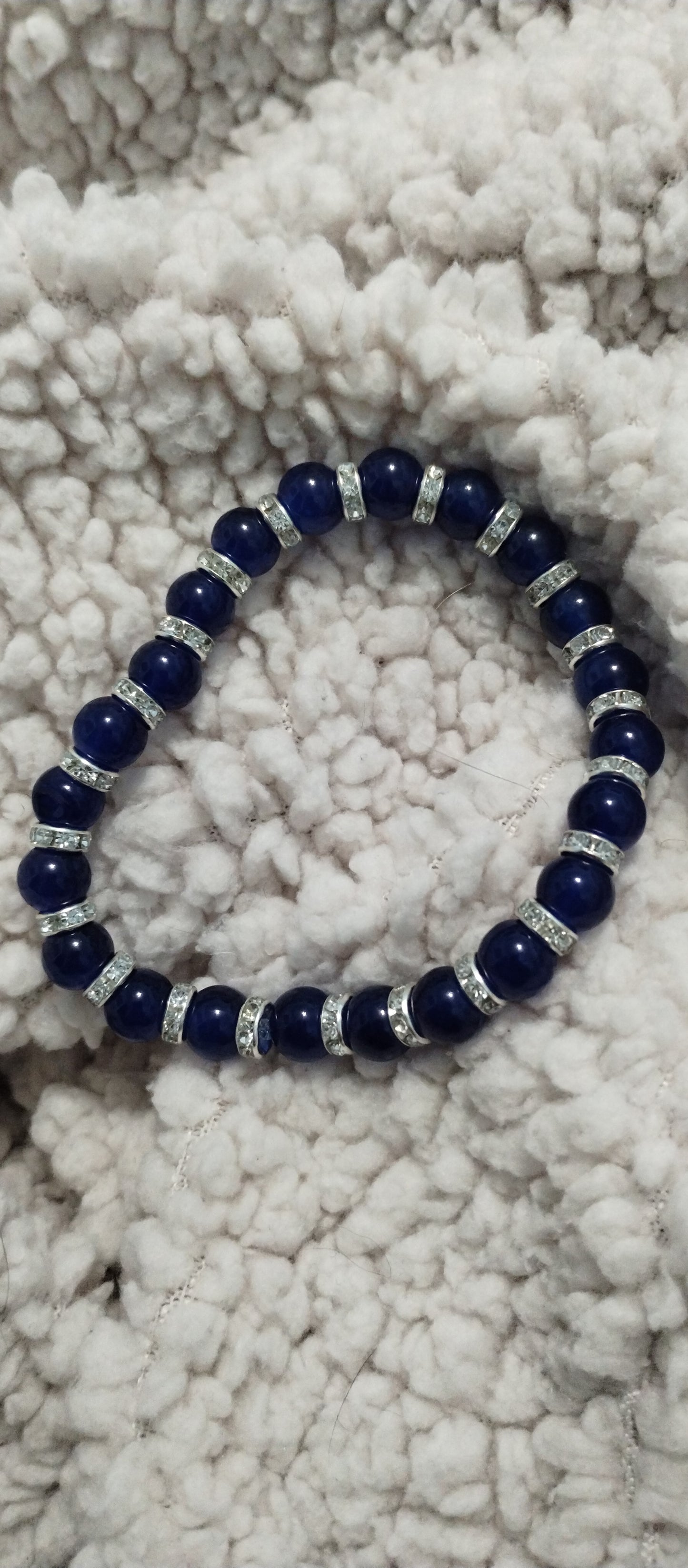 Blue  Glass and sparkles Stretch bracelets 8mm