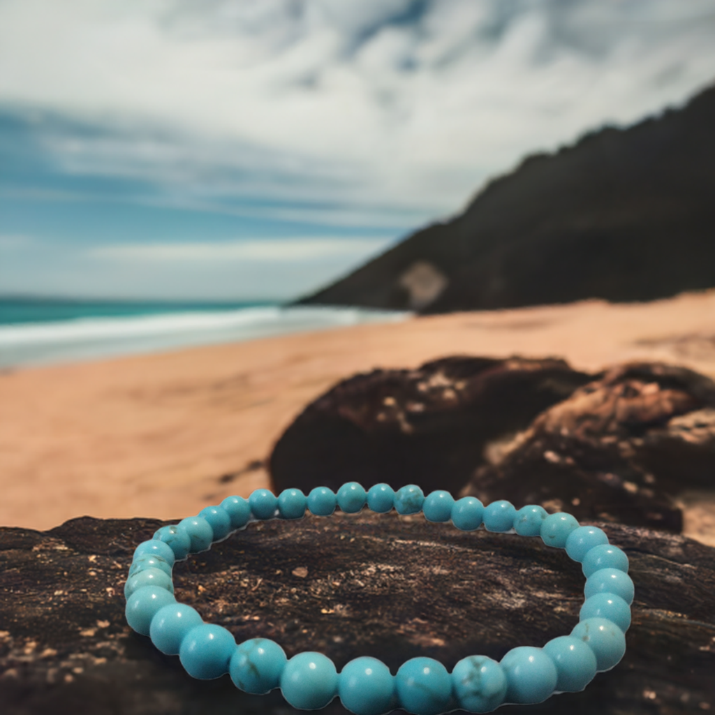 6 mm Turquoise beaded bracelet