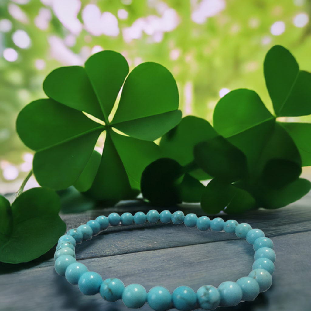 6 mm Turquoise beaded bracelet